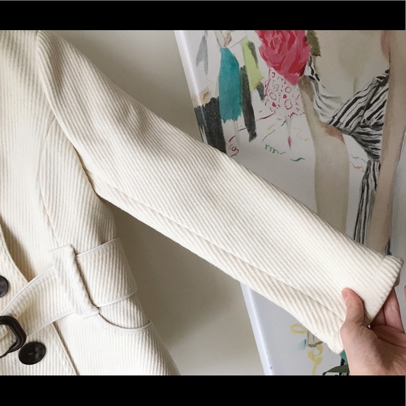 Soia&Kyo wool blend cream rib texture belted fitted coat - Picture 10 of 17